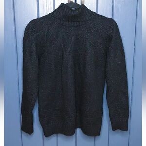 Maurices Black Marbled Turtleneck Sweater Size Large Neutral Classic Old Money